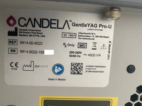 New 2021 Candela GentleYAG Pro-U, 1064nm Nd Yag