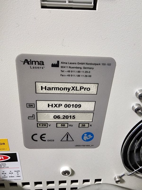 2015 Alma Harmony XL PRO with 4 Handpieces – ClearLift, SHR, Dye VL, and iPixel Er Handpieces